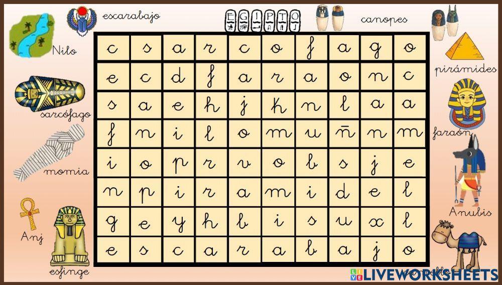 Sopa de Letras de Egipto Sopa de Letras de Egipto