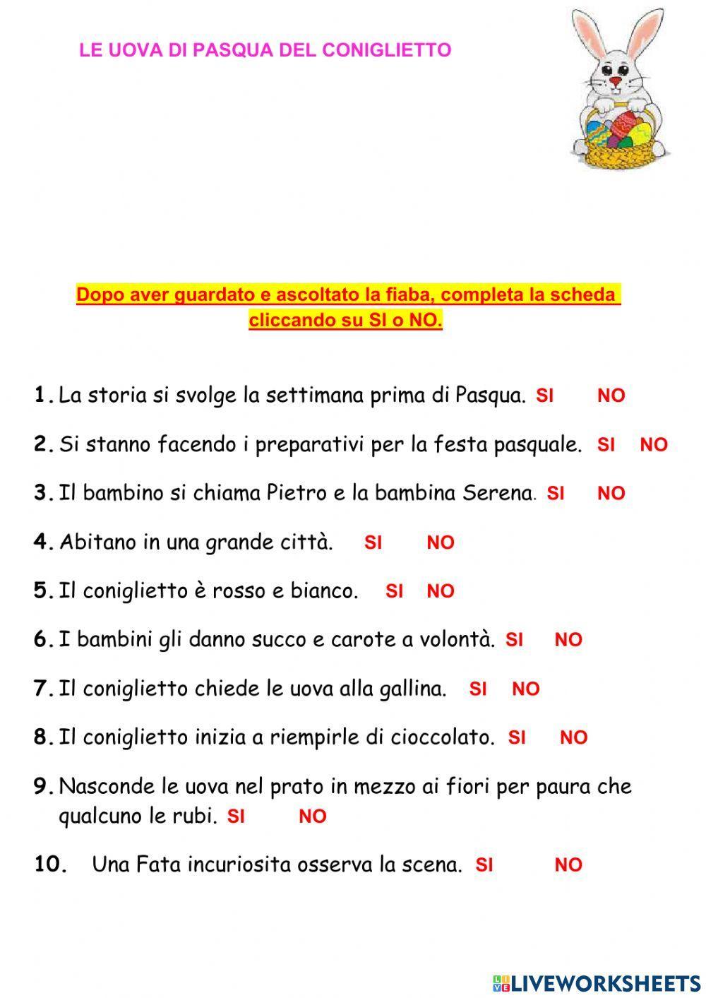 Le uova di pasqua del coniglietto