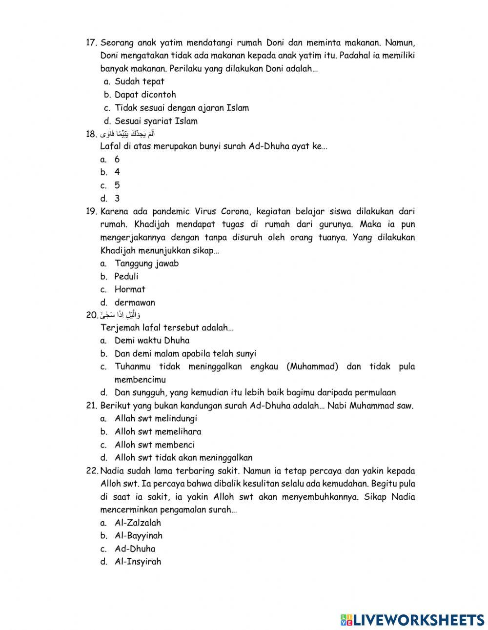 Ujian Akhir Madrasah Al Quran Hadits