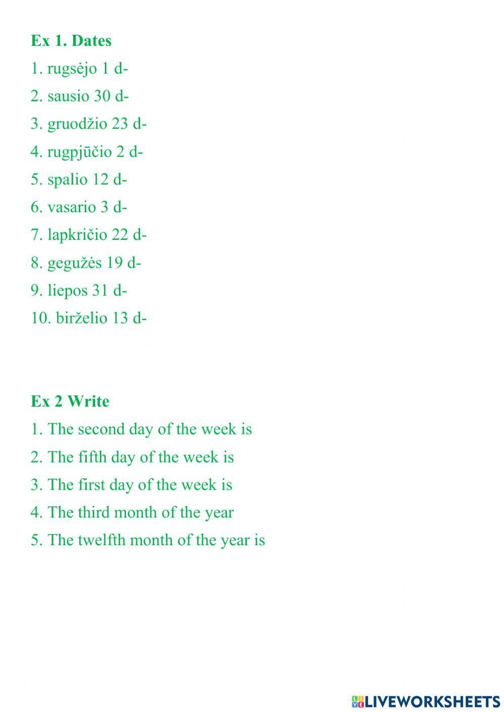 dates online exercise for | Live Worksheets