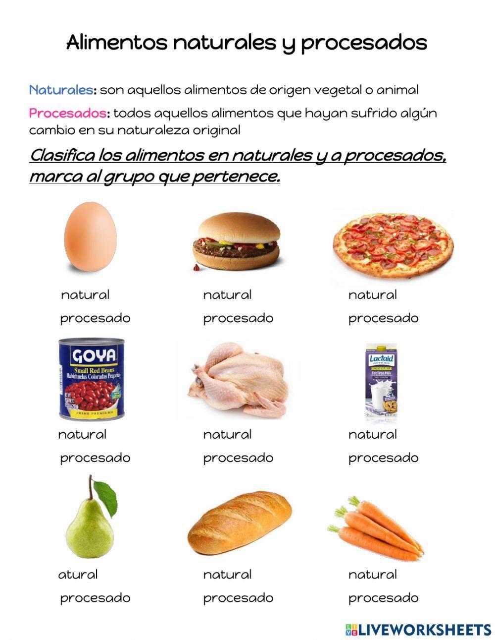 Aliementos procesados y naturales