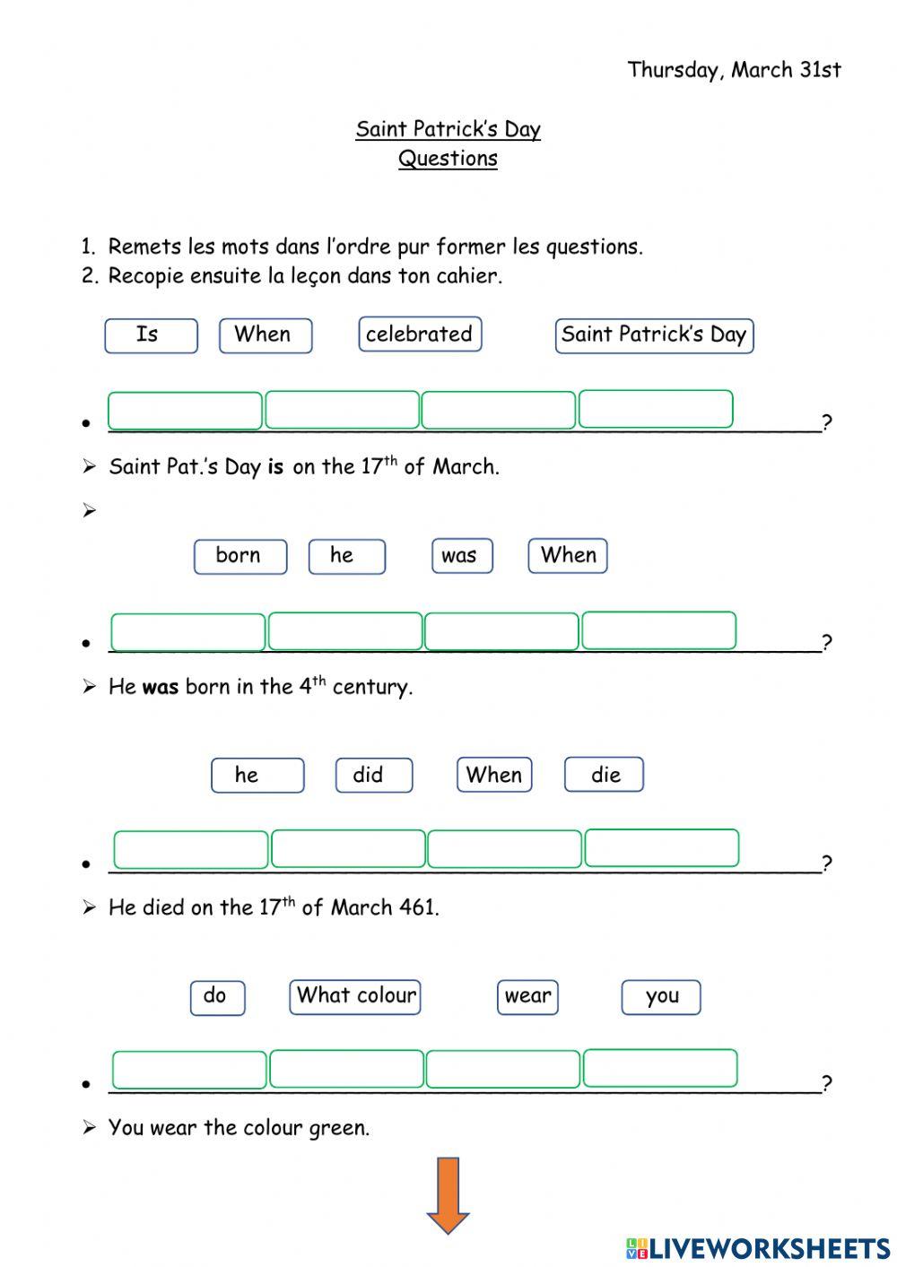 Saint Patrick's Day questions