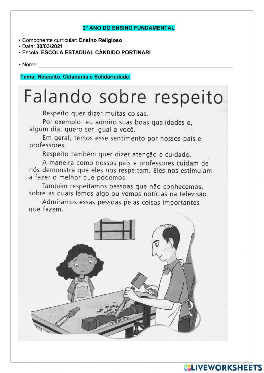 Atividade de ensino religioso