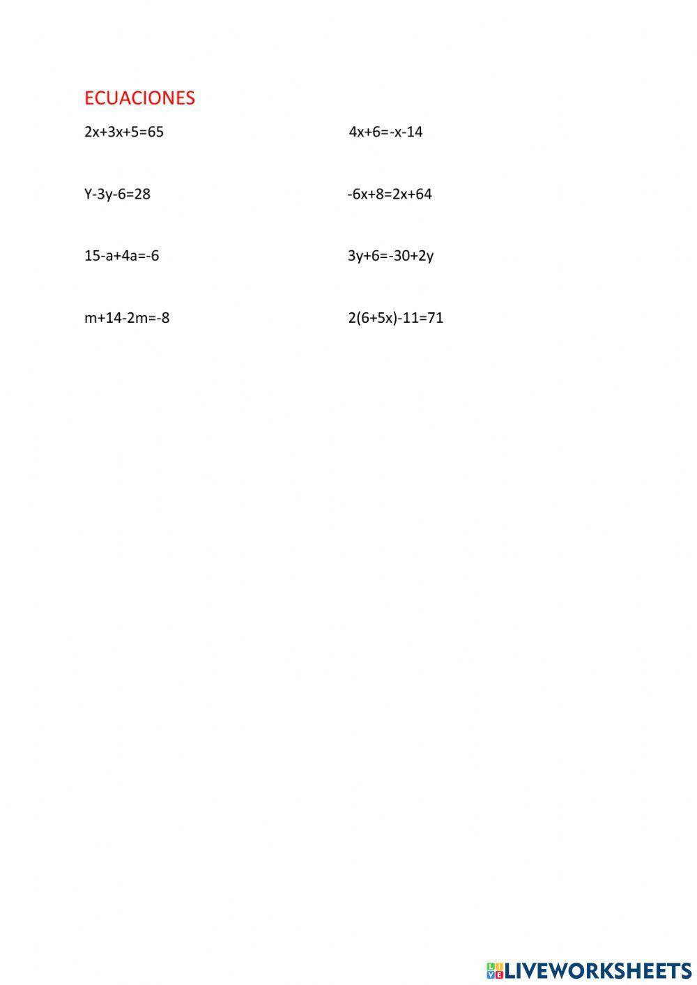 Las ecuaciones 1 grado