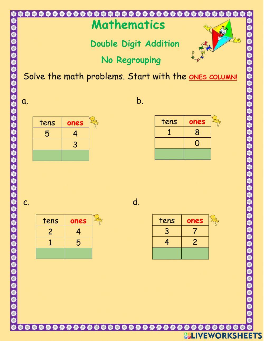 Double digit addition -1