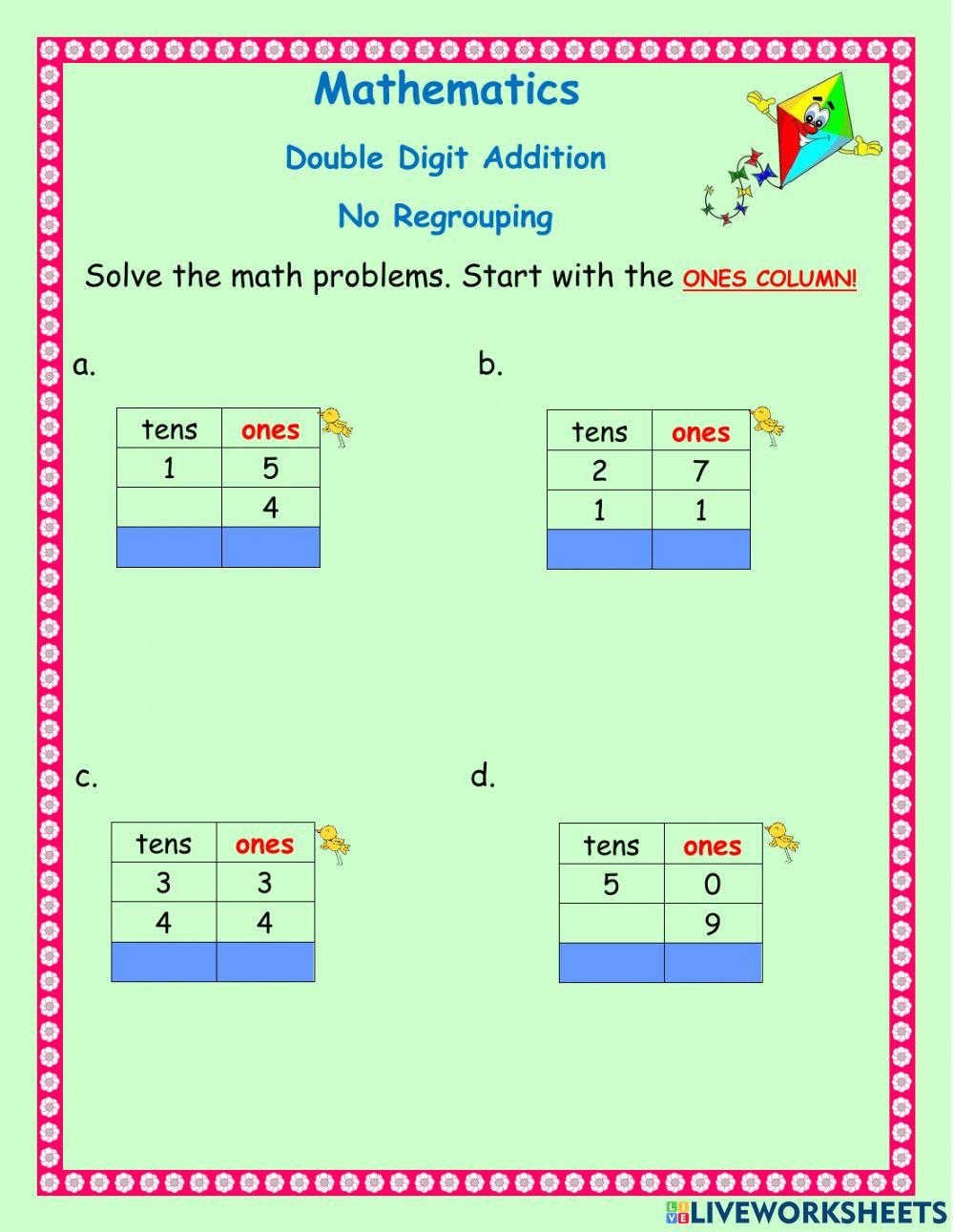 Double digit addition -4