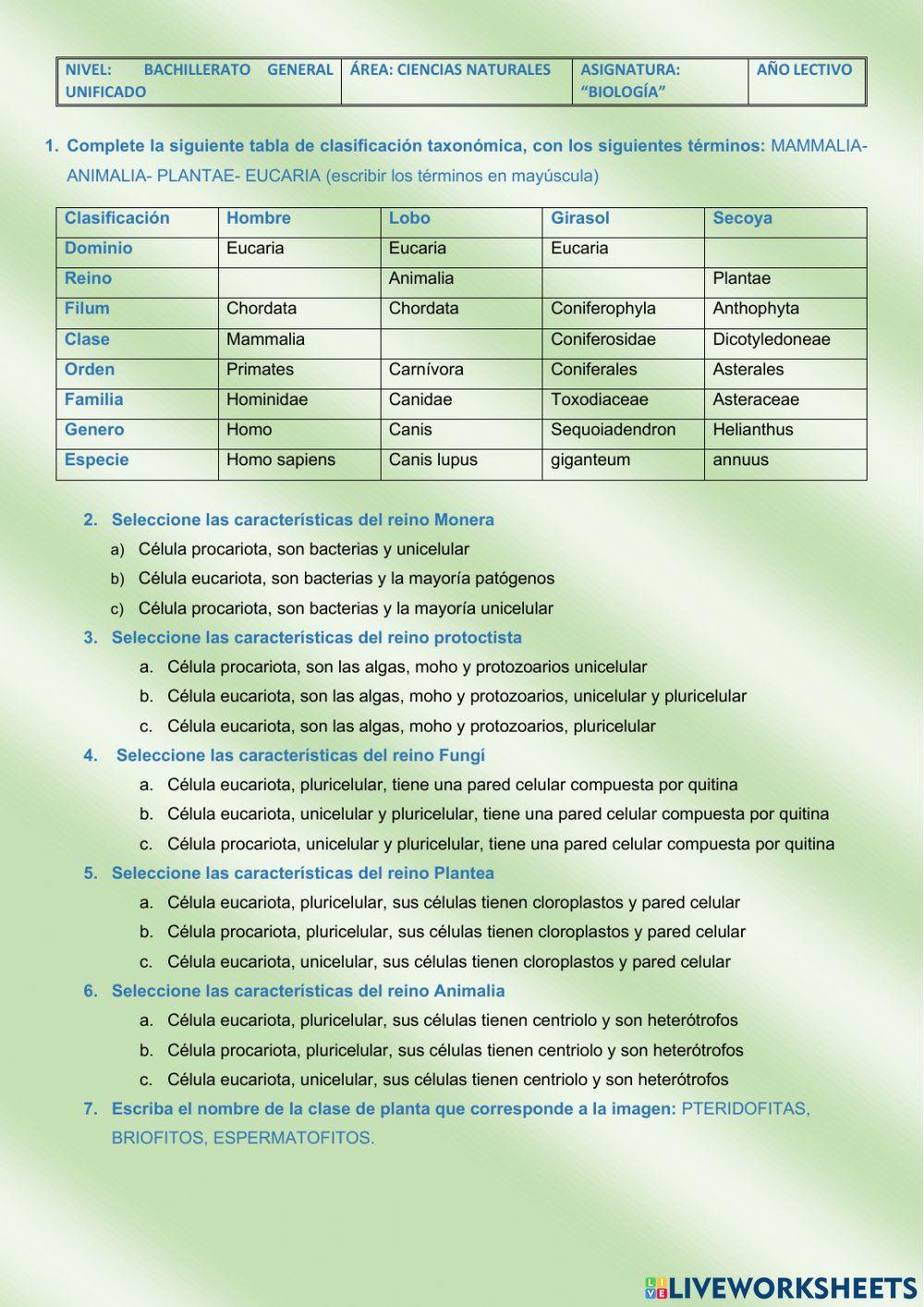 Clasificación de los seres vivos