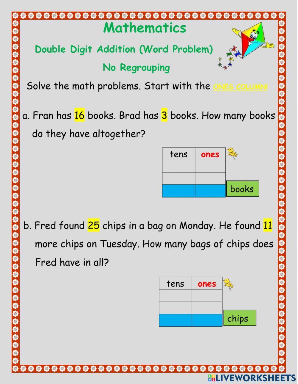Double digit addition -word problem -2