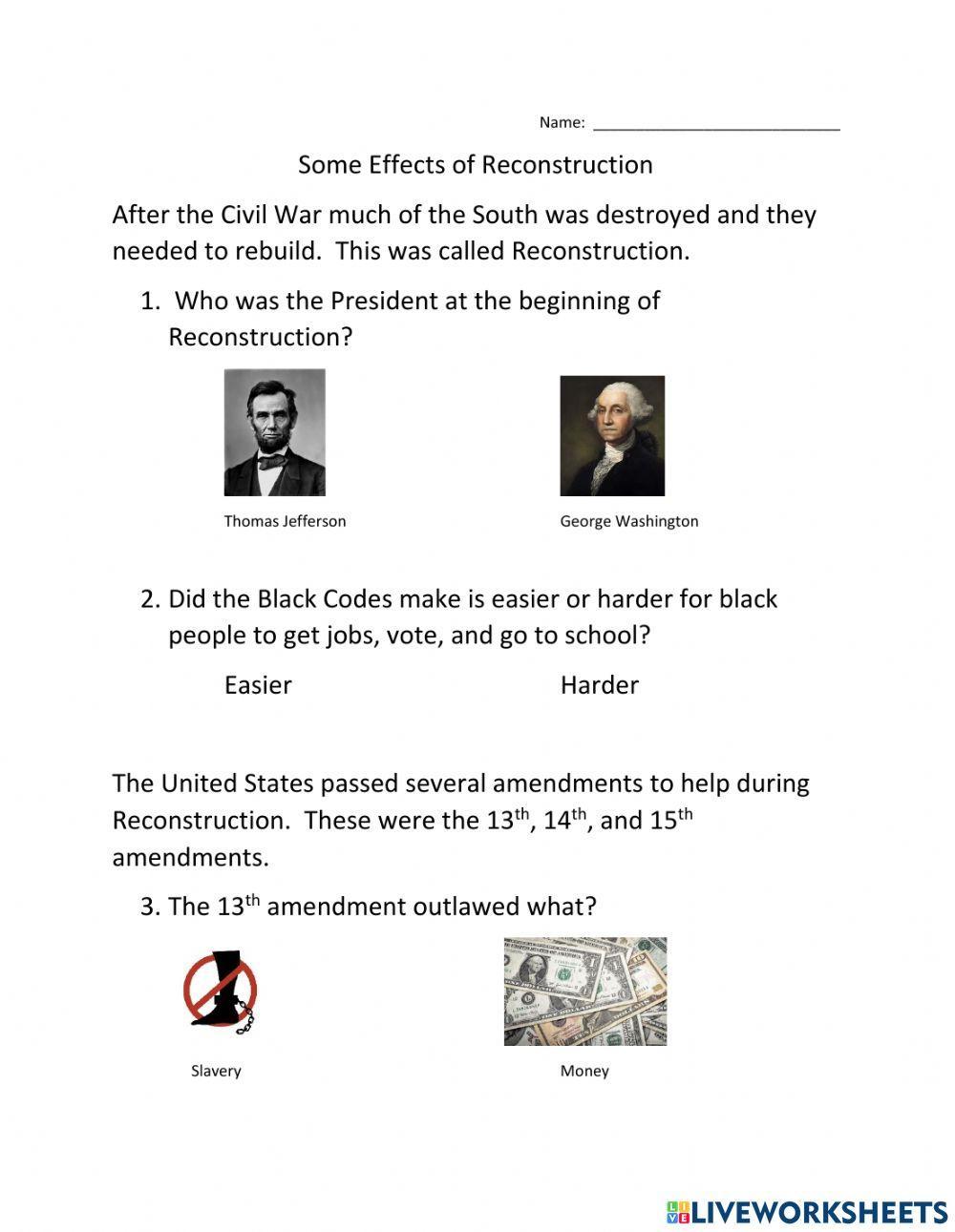 Effects of Reconstruction