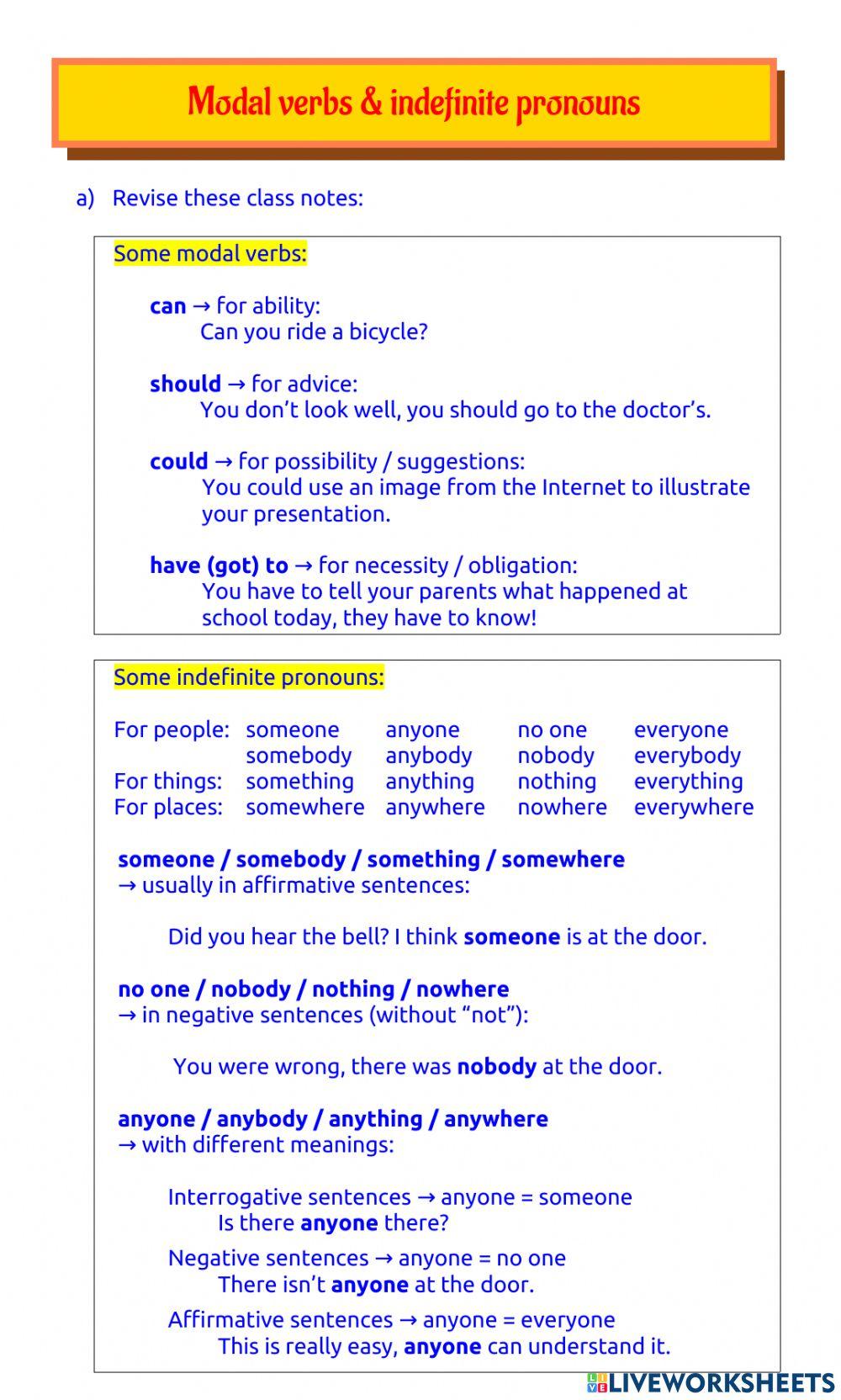 Modals and indefinite pronouns