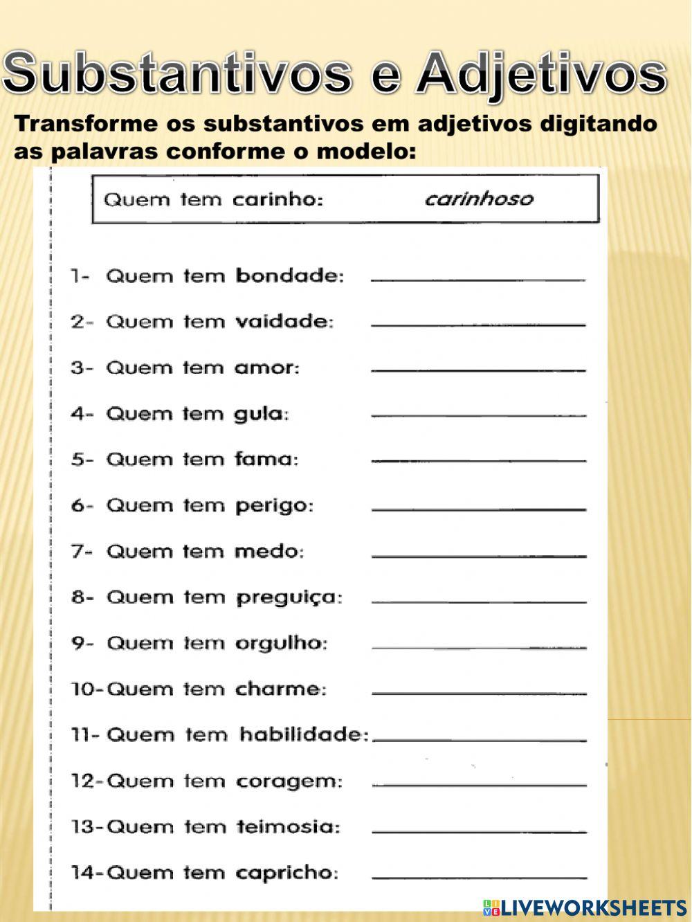 Substantivos e Adjetivos