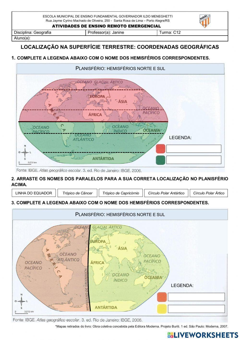 Localização na superfície terrestre: coordenadas geográficas
