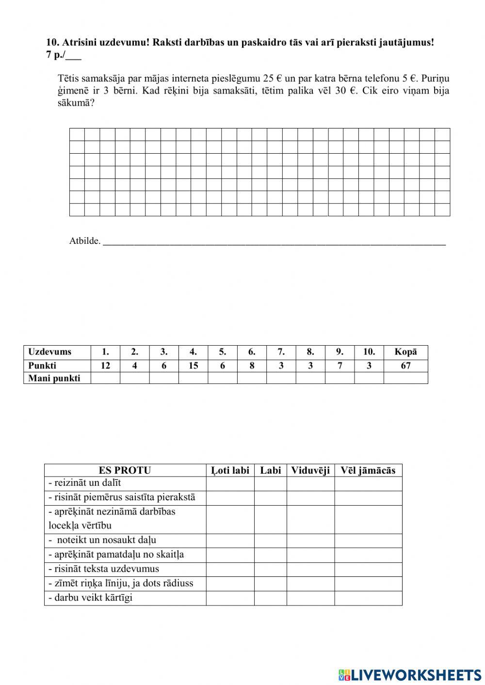Matemātiskās darbības pirmajā simtā.