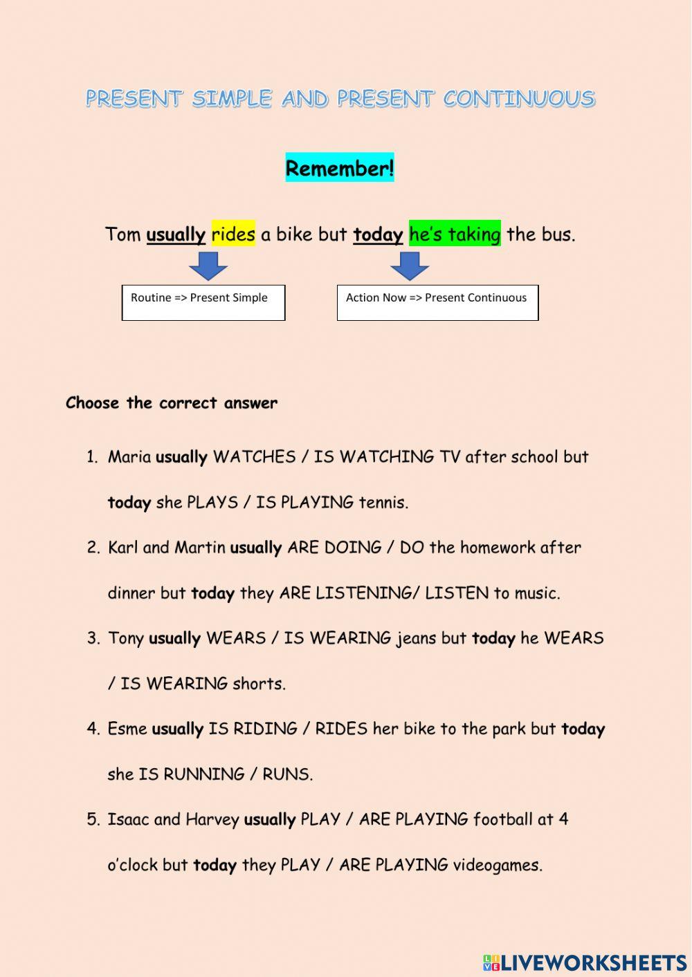 Present Simple and continuous