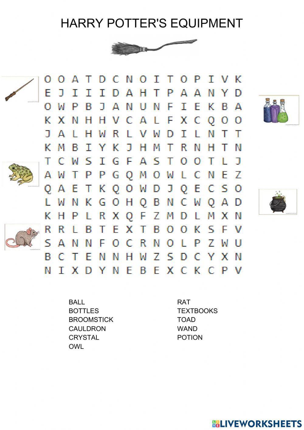 Wordsearch harry potter