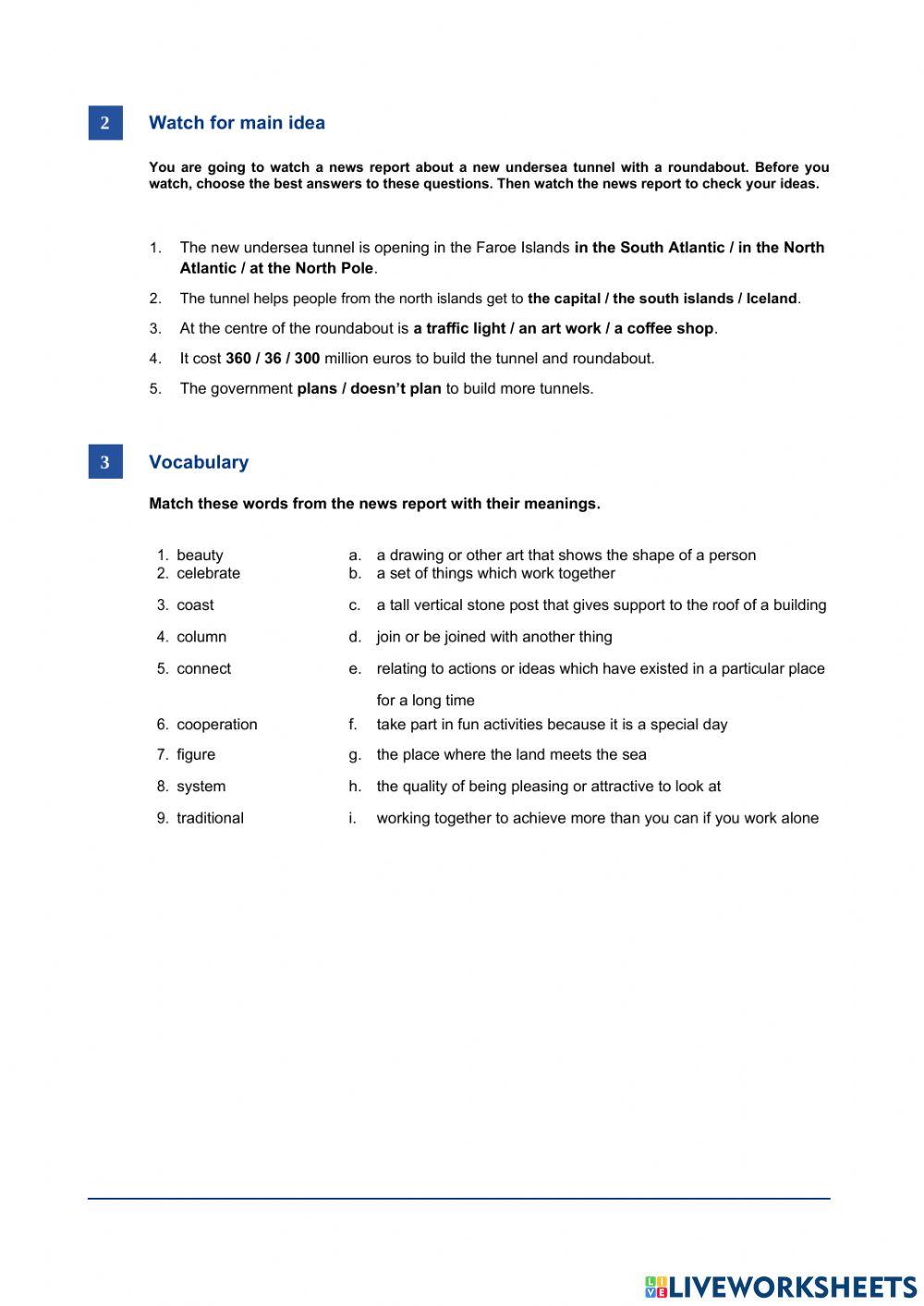 Undersea tunnel - Listening comprehension