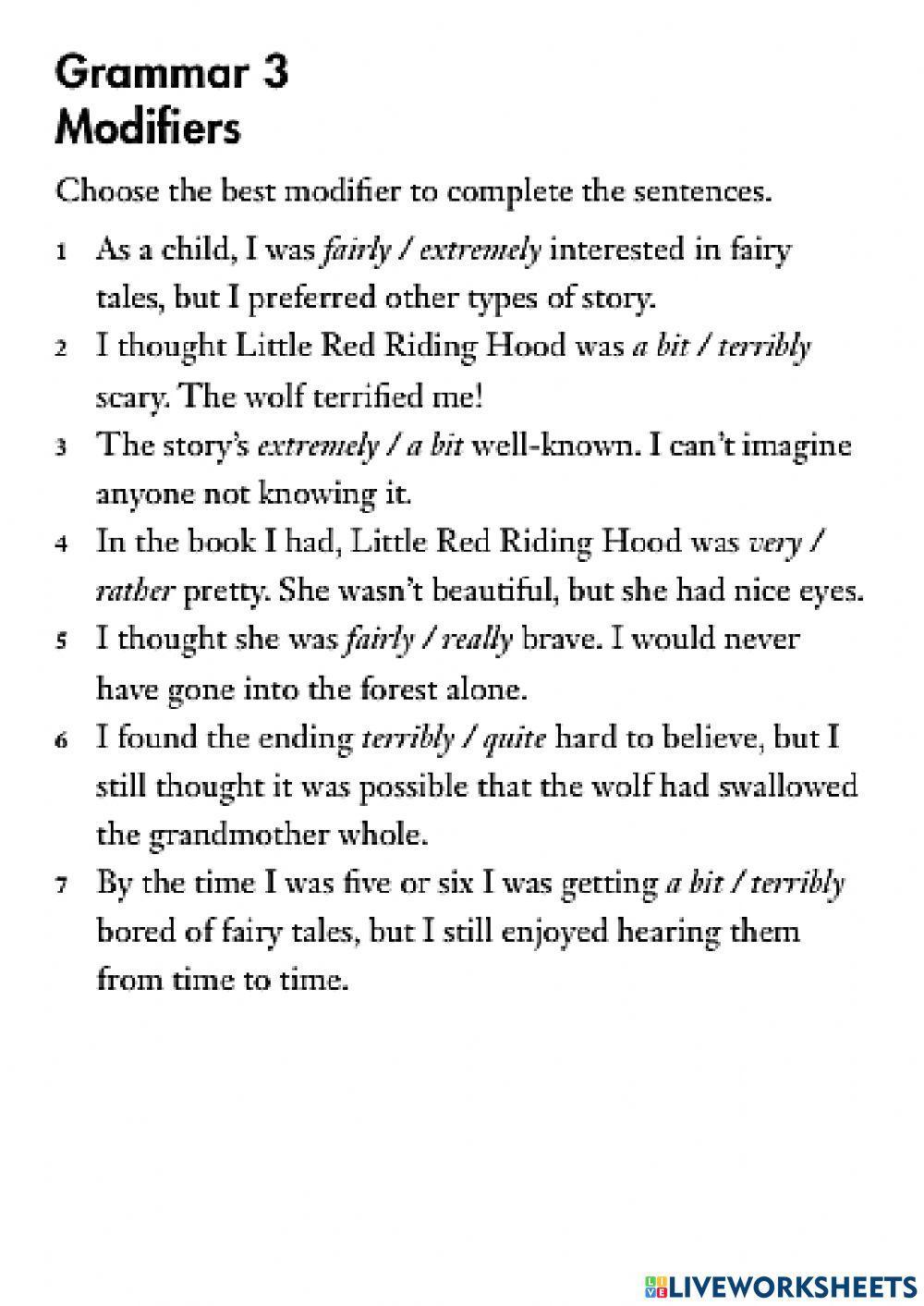 Used to would modifiers extreme adjectives