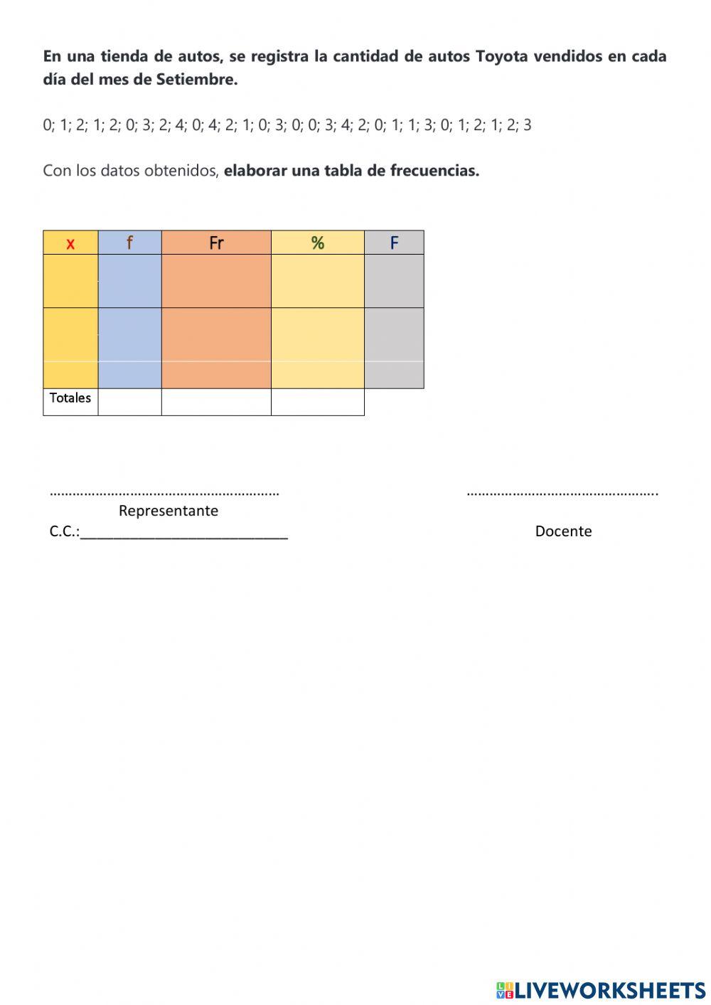 Ficha tablas de frecuecias
