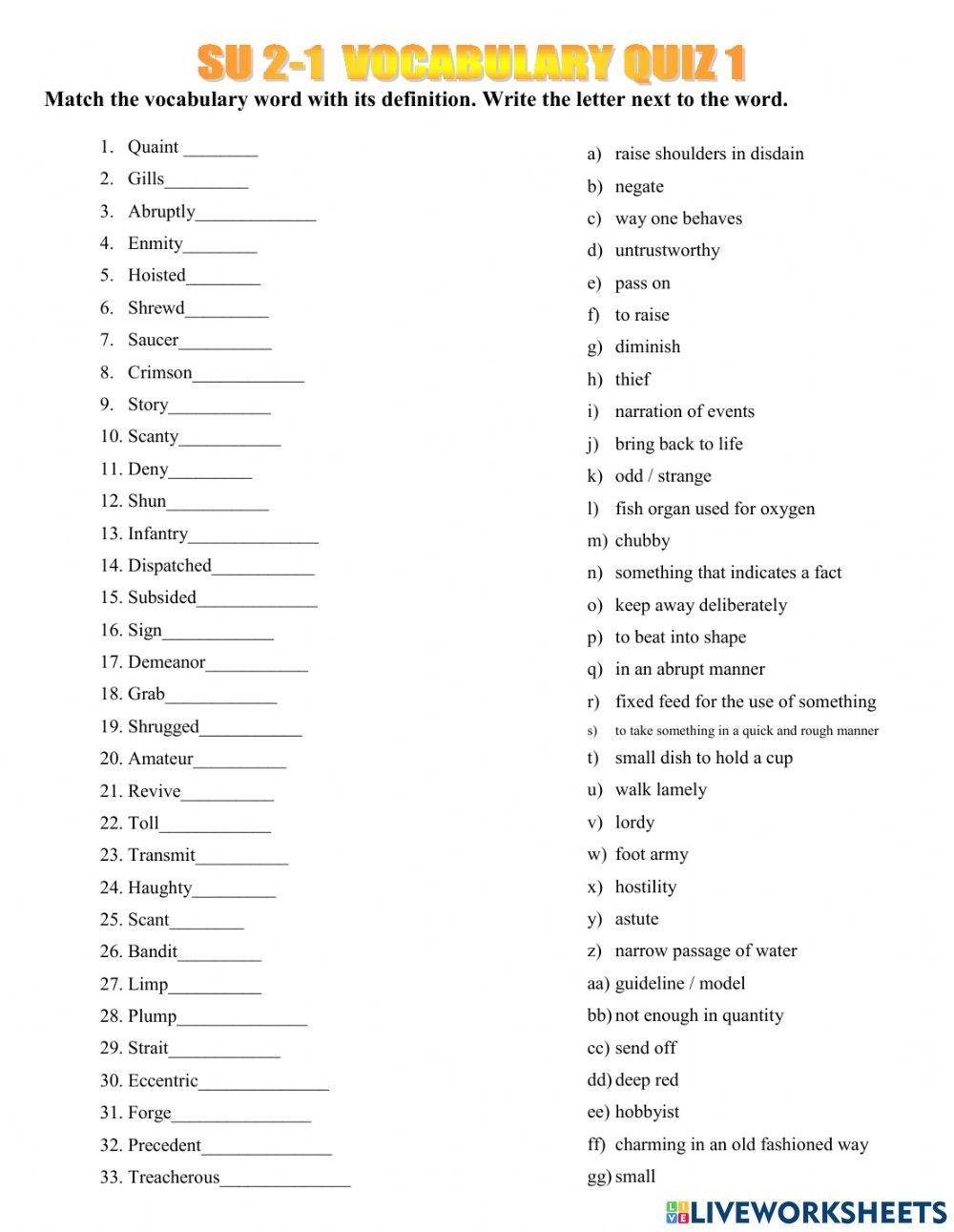 Cba summit 2-1 vocabulary quiz 1