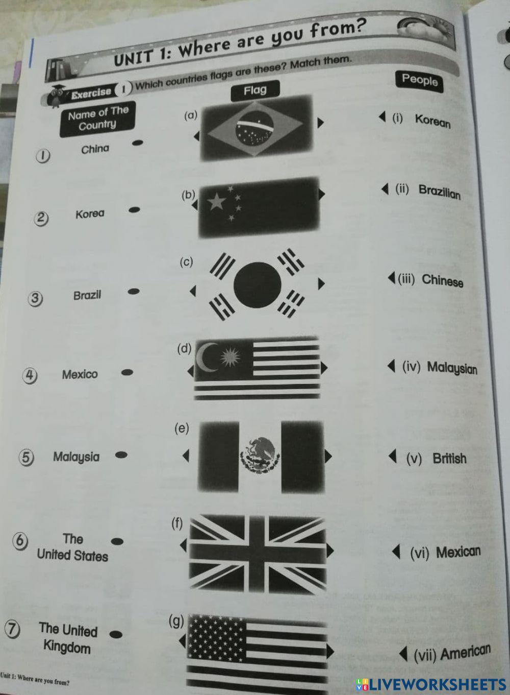 Matching Activity Where Are You From