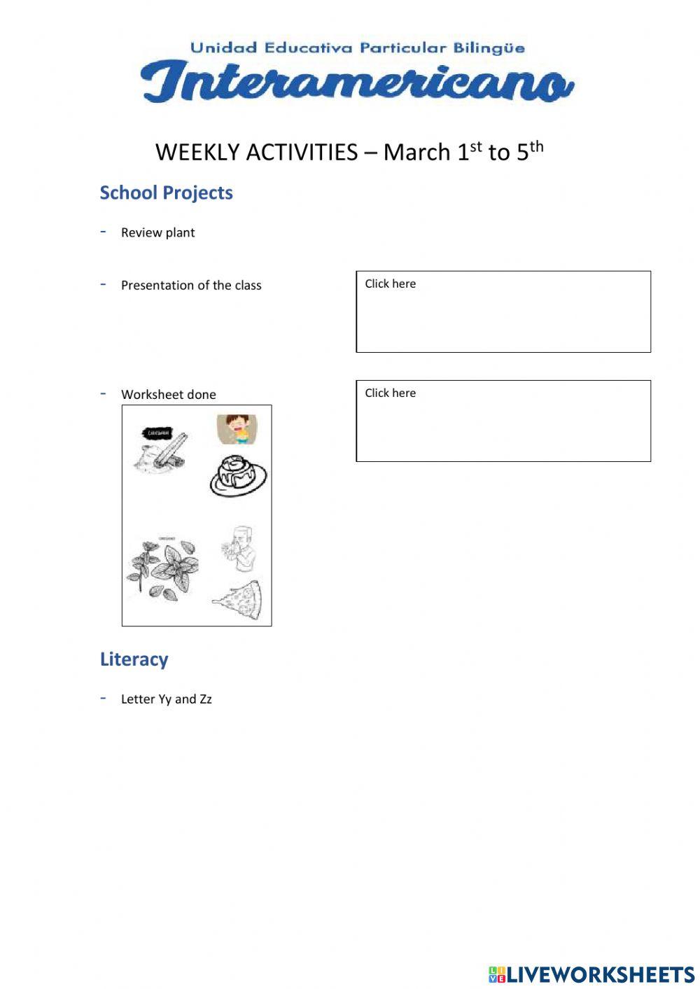 Weekly activities - Preparatory - Week 39