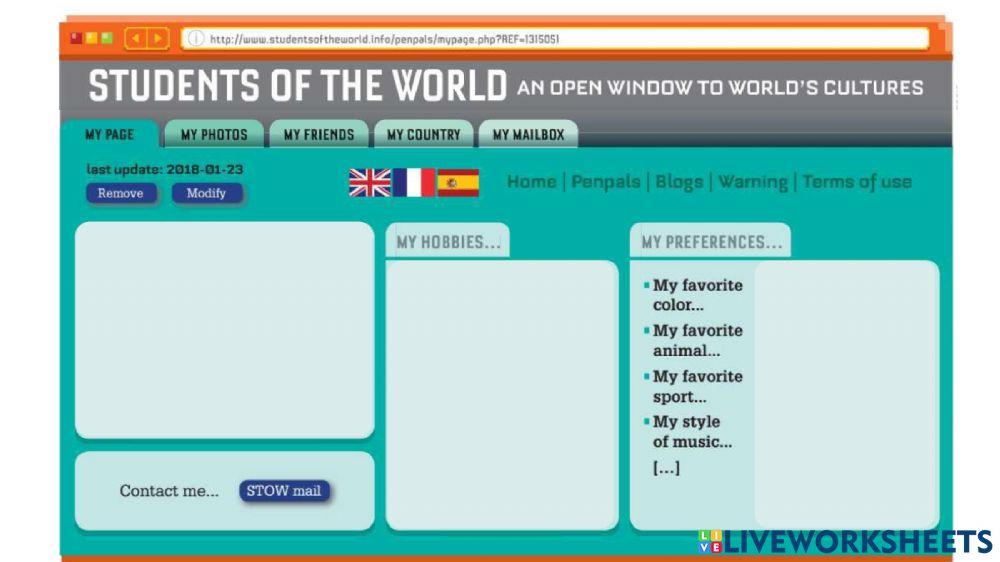 Virtual Profile - Writing task for beginners