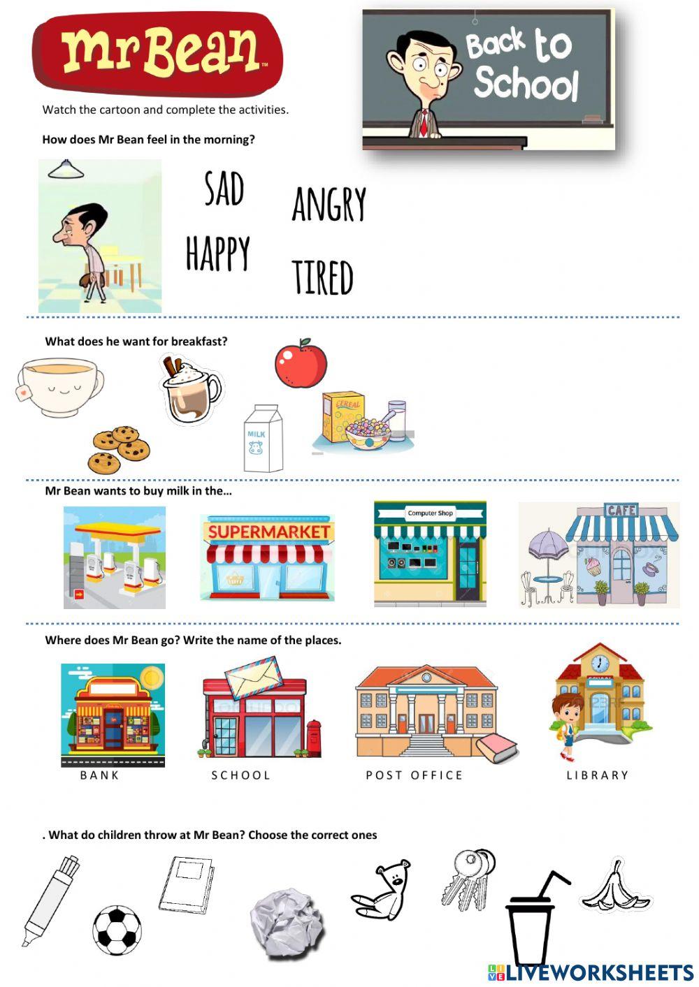 Mr bean back to school cartoon