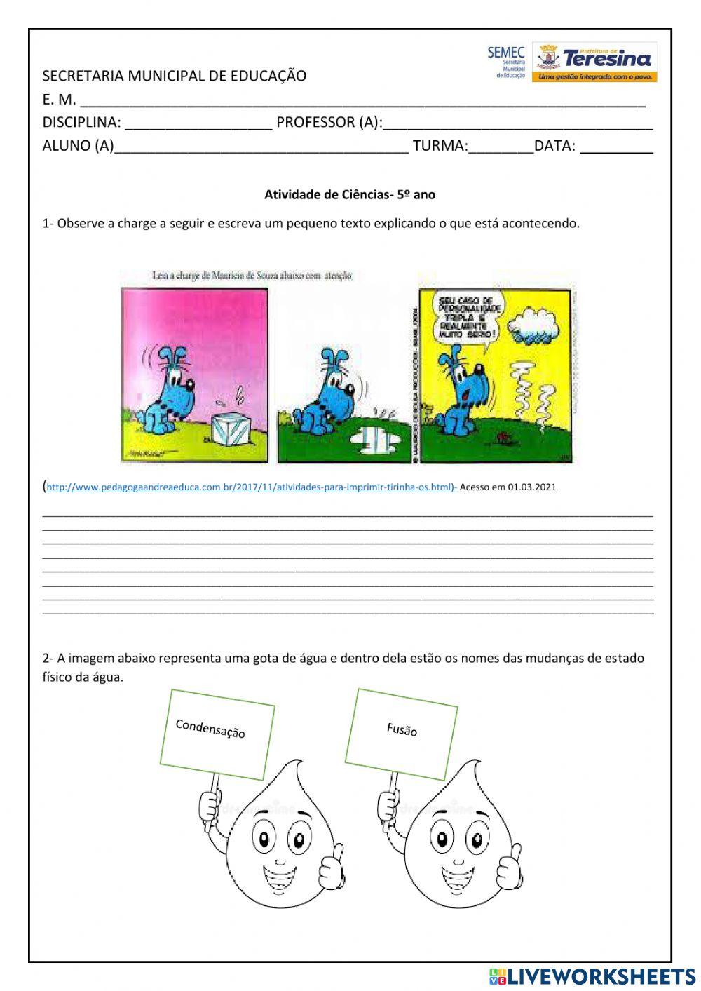 Mudanças de estado fisico da água