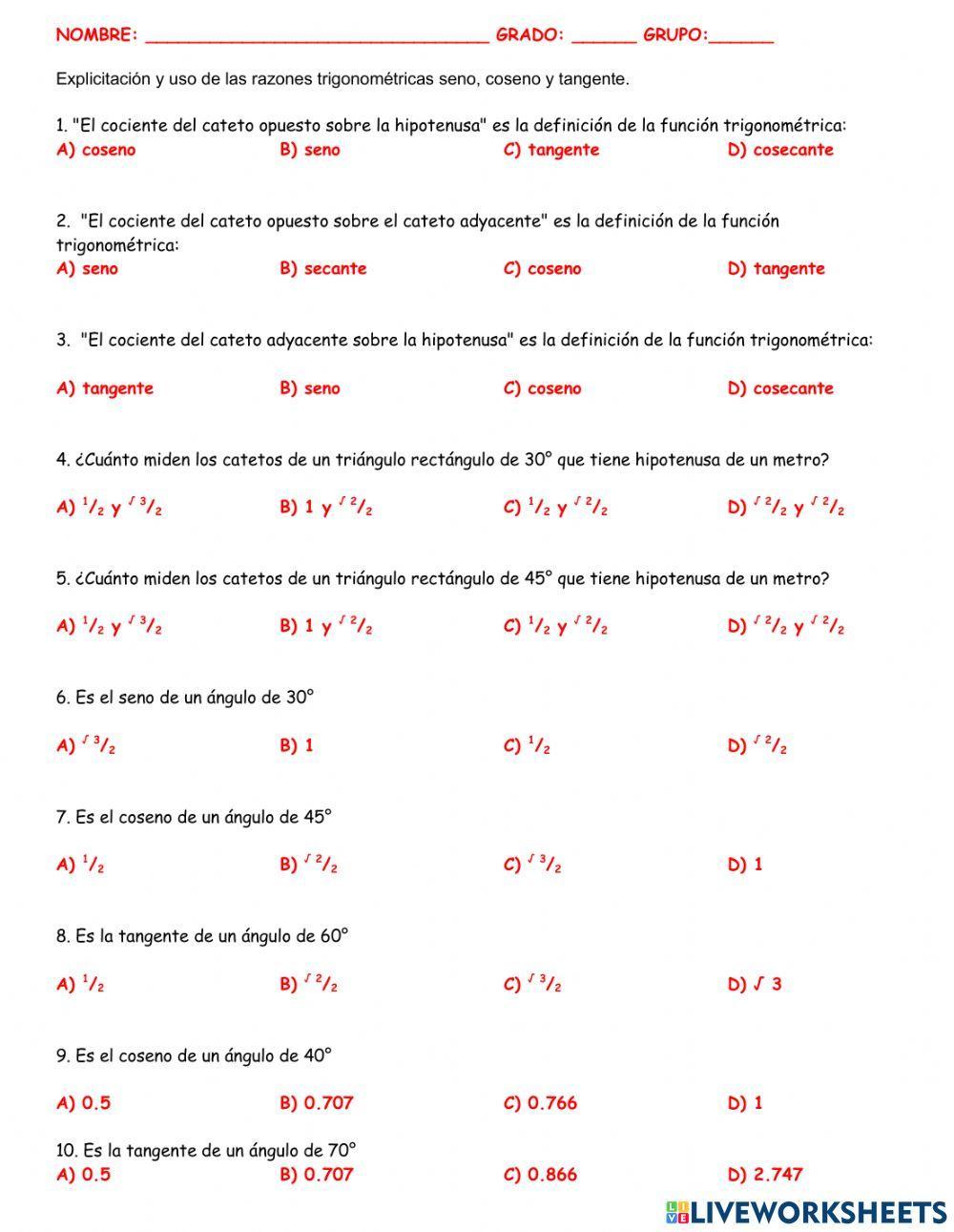 Funciones trigonométicas