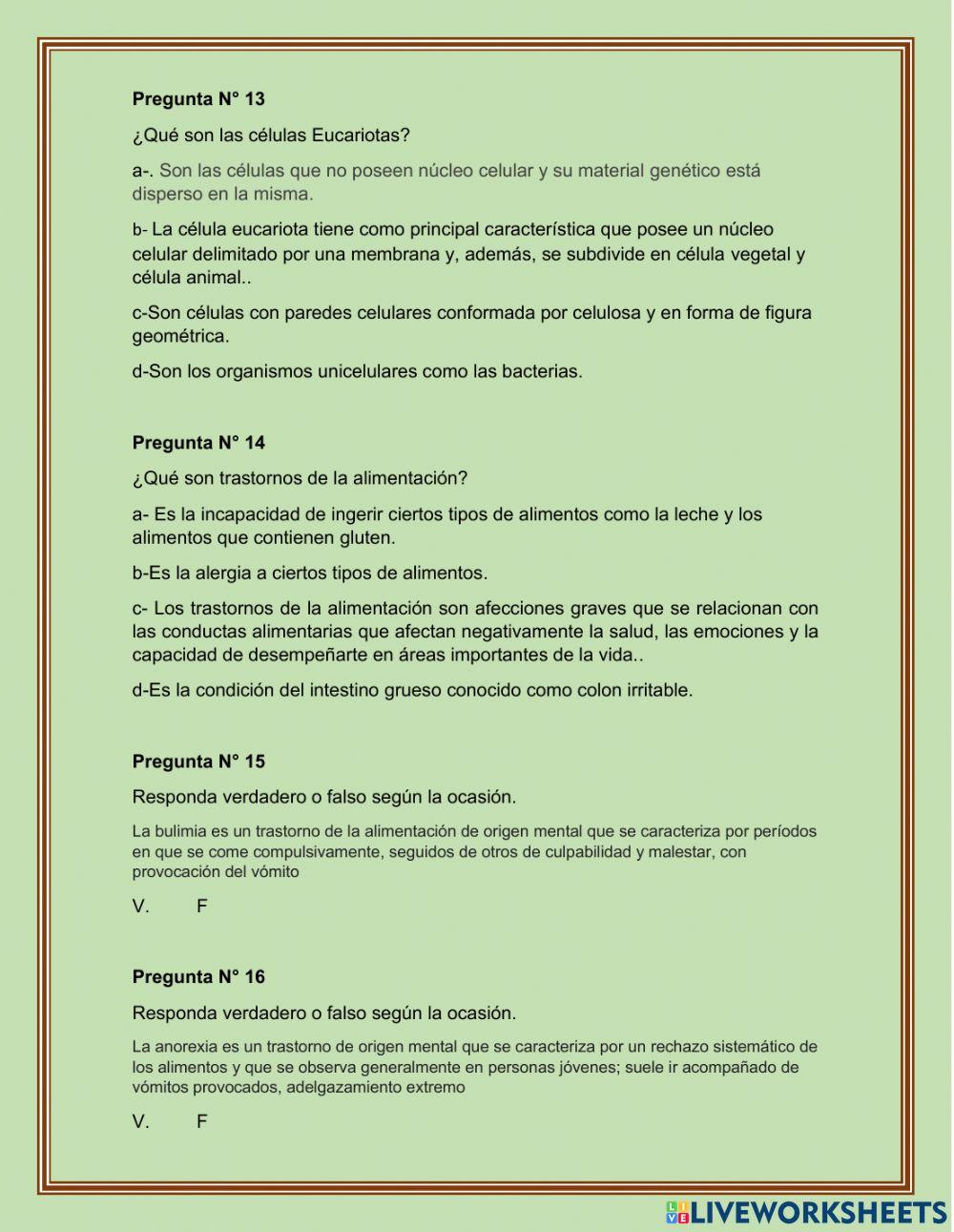 Repaso de ciencias naturales 5to grado.