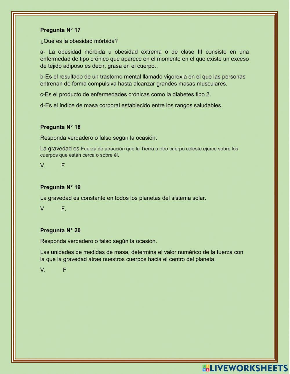 Repaso de ciencias naturales 5to grado.