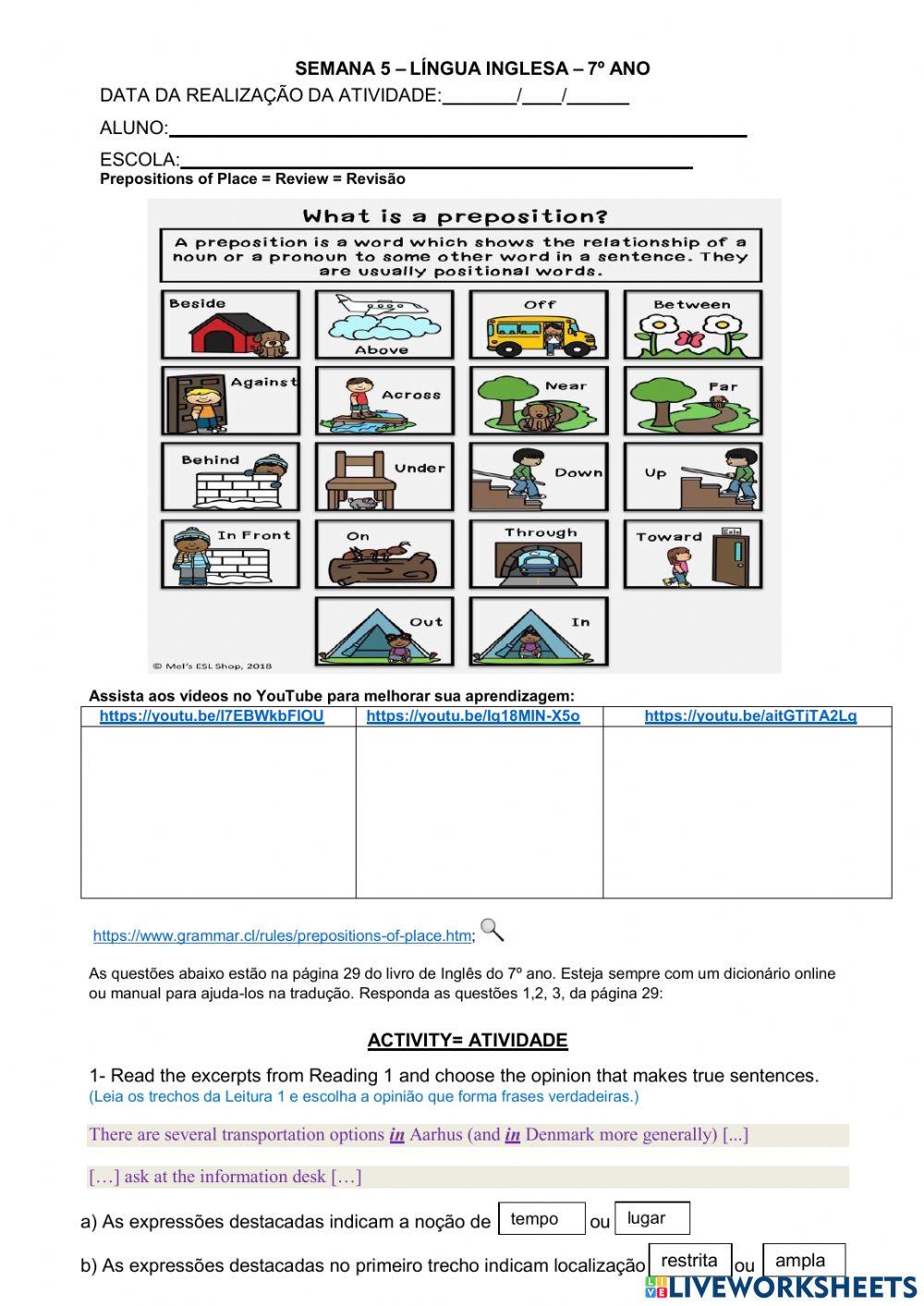 7° ano - INGLÊS - SEMANA 5 -