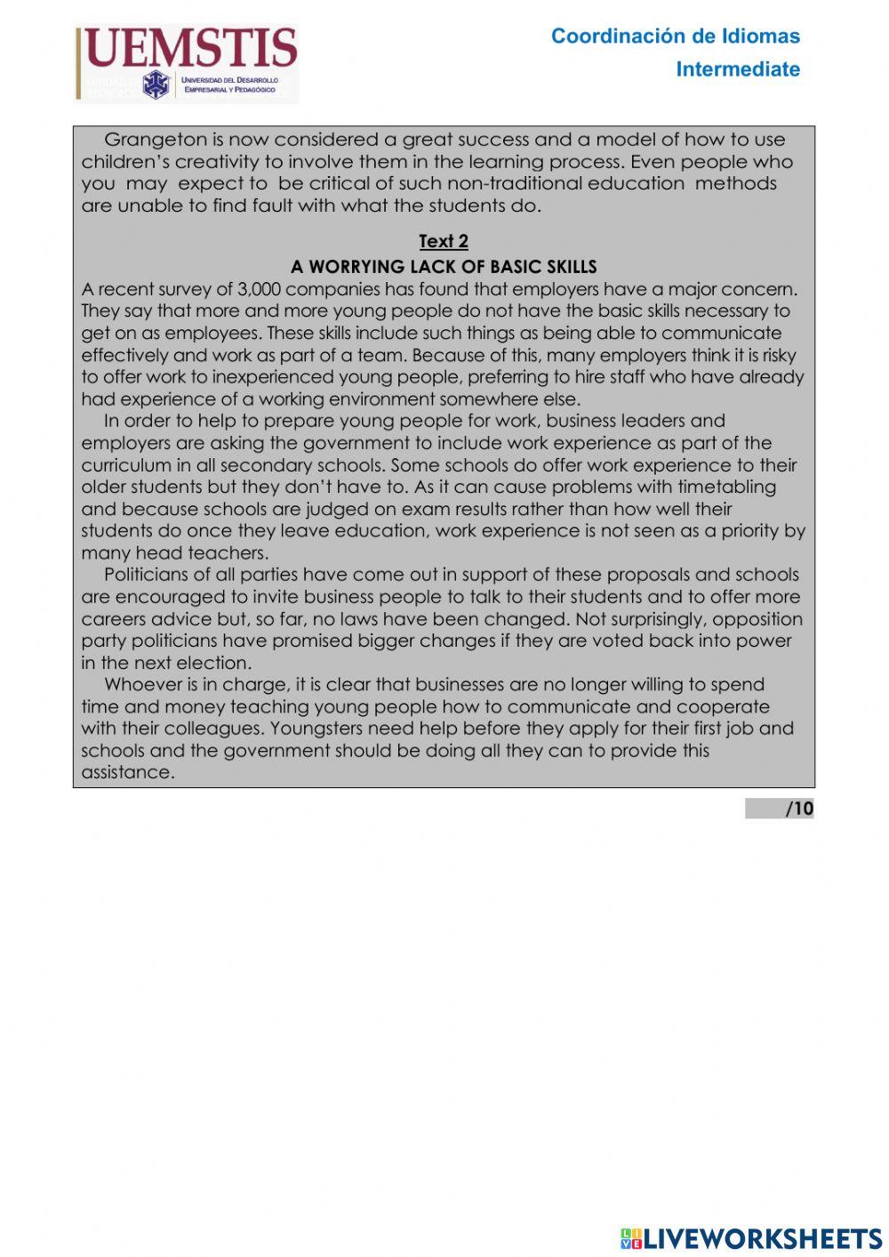 Exam (Intermediate) UEMSTIS