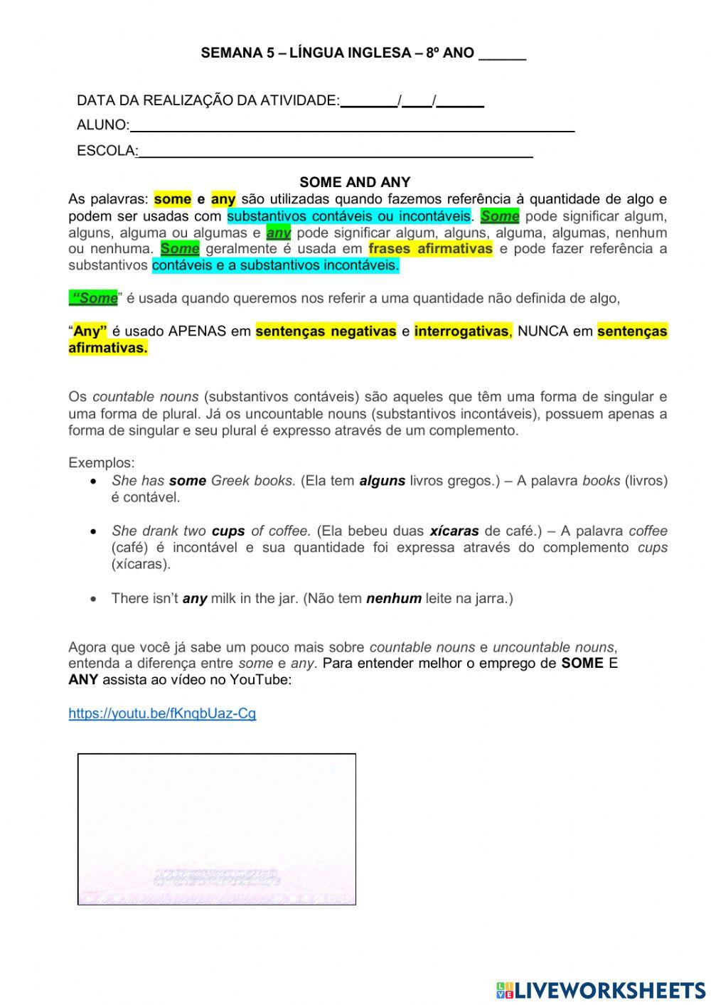 8° ano - INGLÊS - SEMANA 5