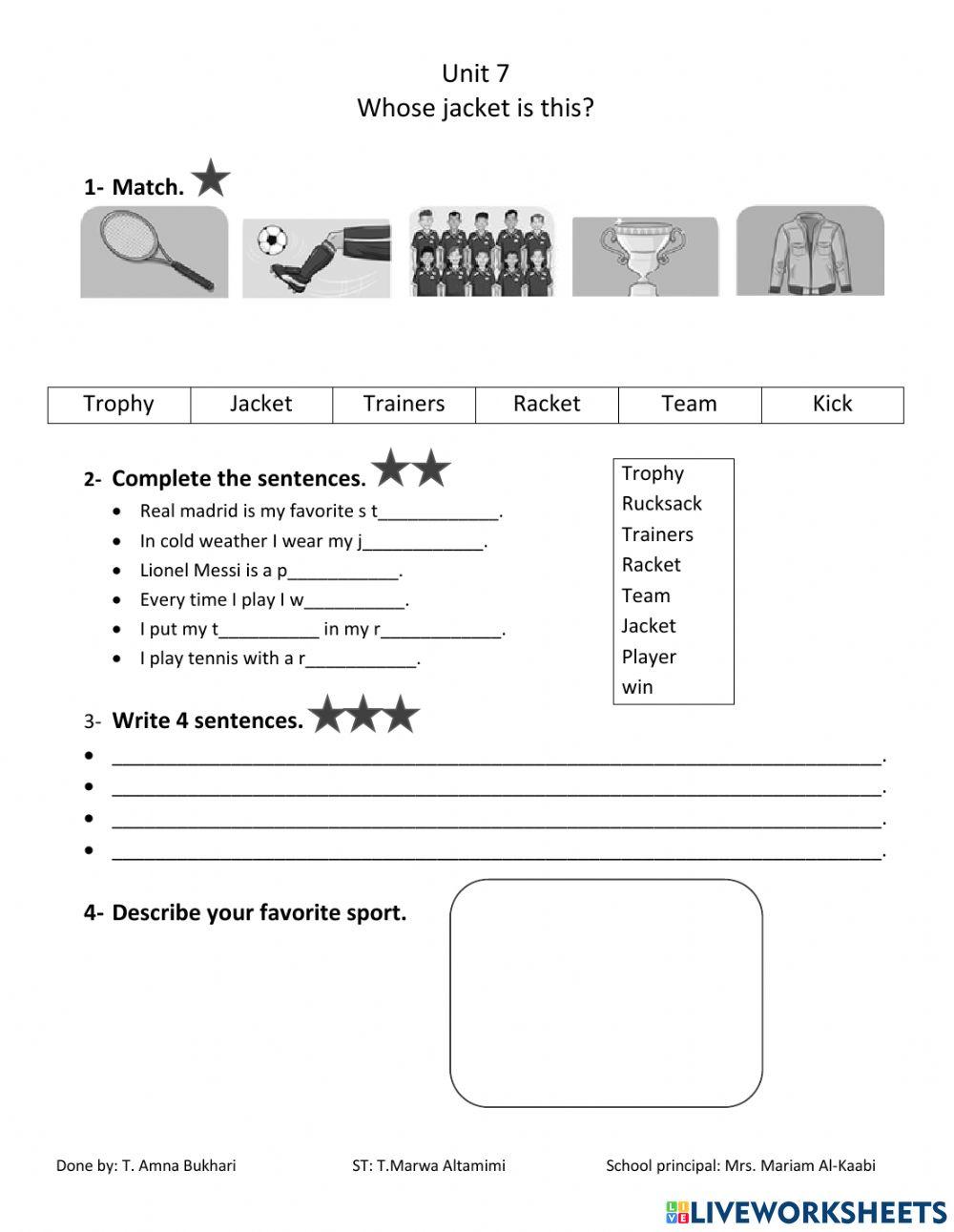 Unit 7 - Who's jacket is this? L1