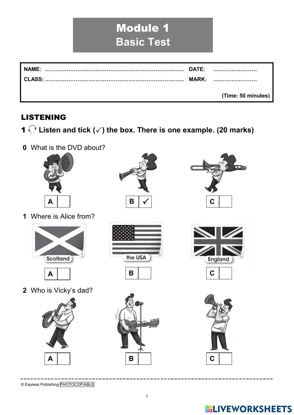 I Wonder 4 Module Test 1