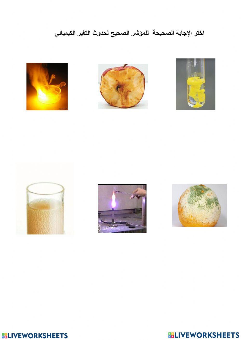 ادلة حدوث التفاعل الكيميائي