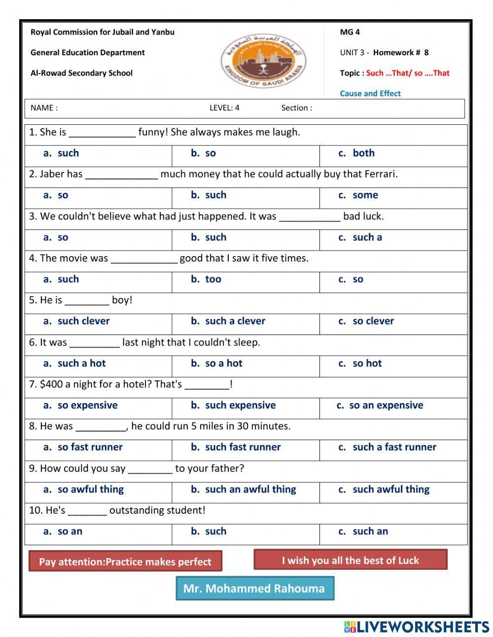 The cause and Effect