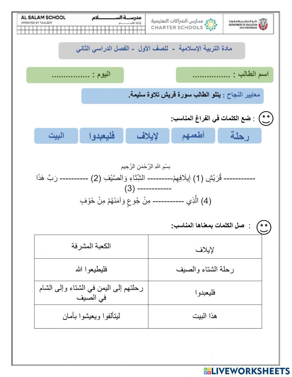 واجب سورة قريش