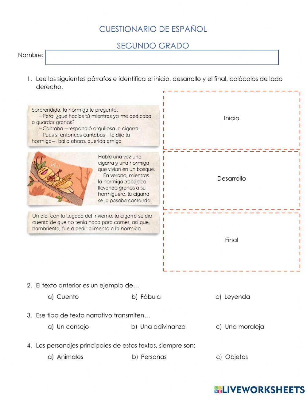 3° Cuestionario Español