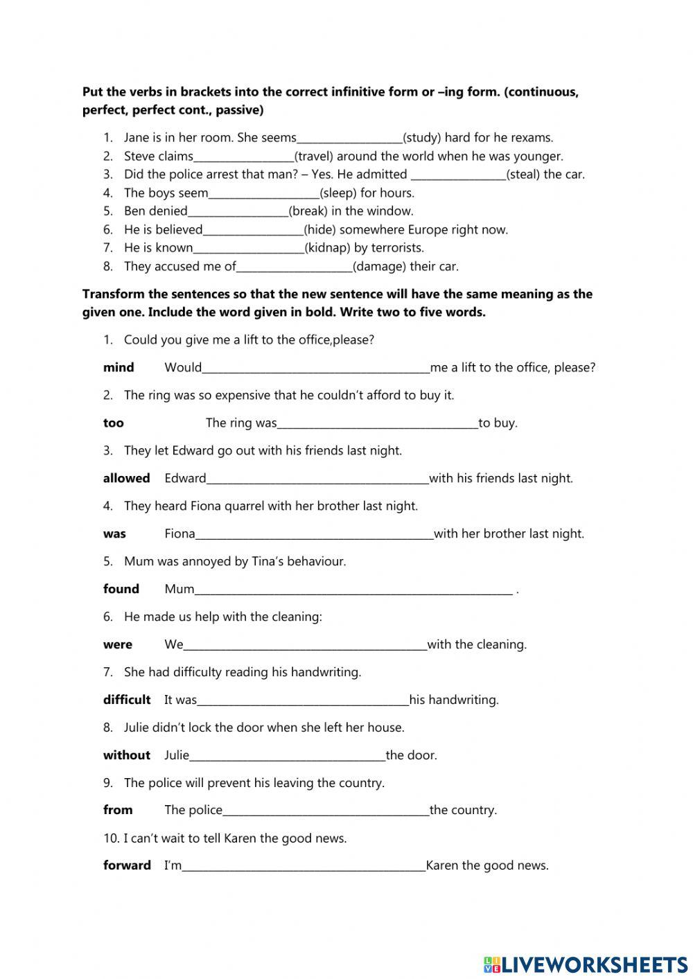 Infinitive vs gerund