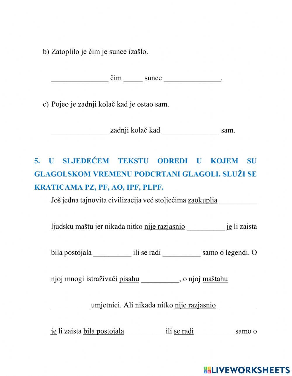 Prošla glagolska vremena - 6.