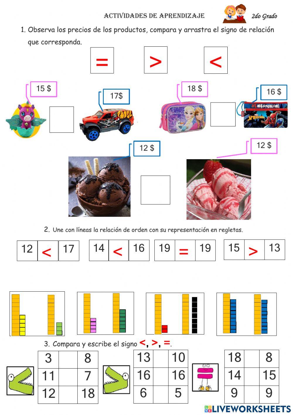 Comparar cantidades hasta el 19