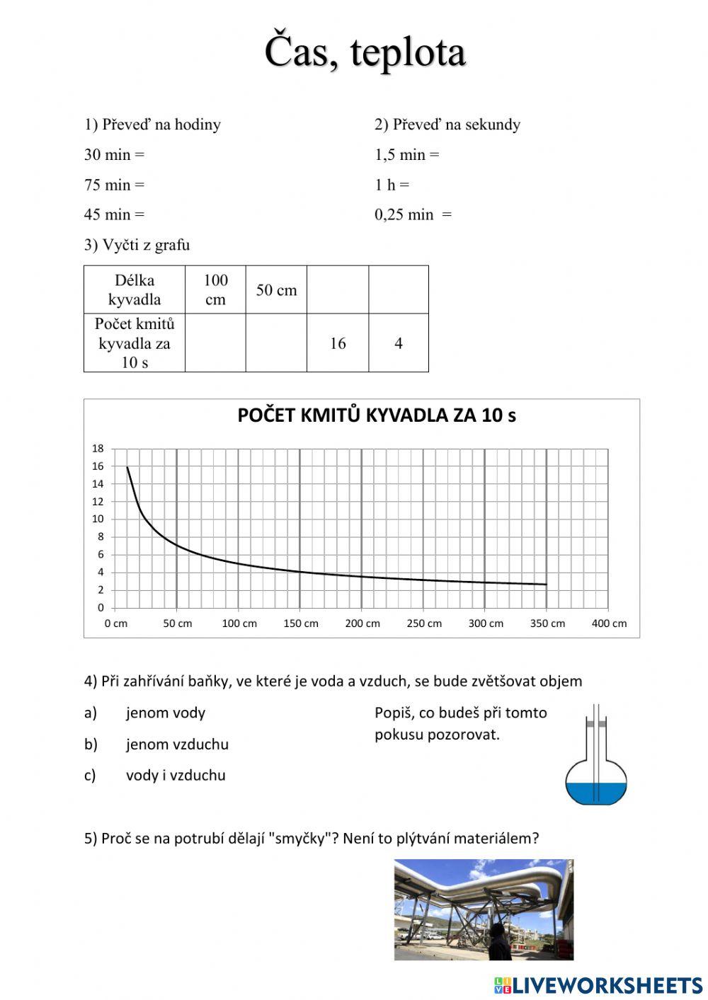 Čas, teplota cvičný test
