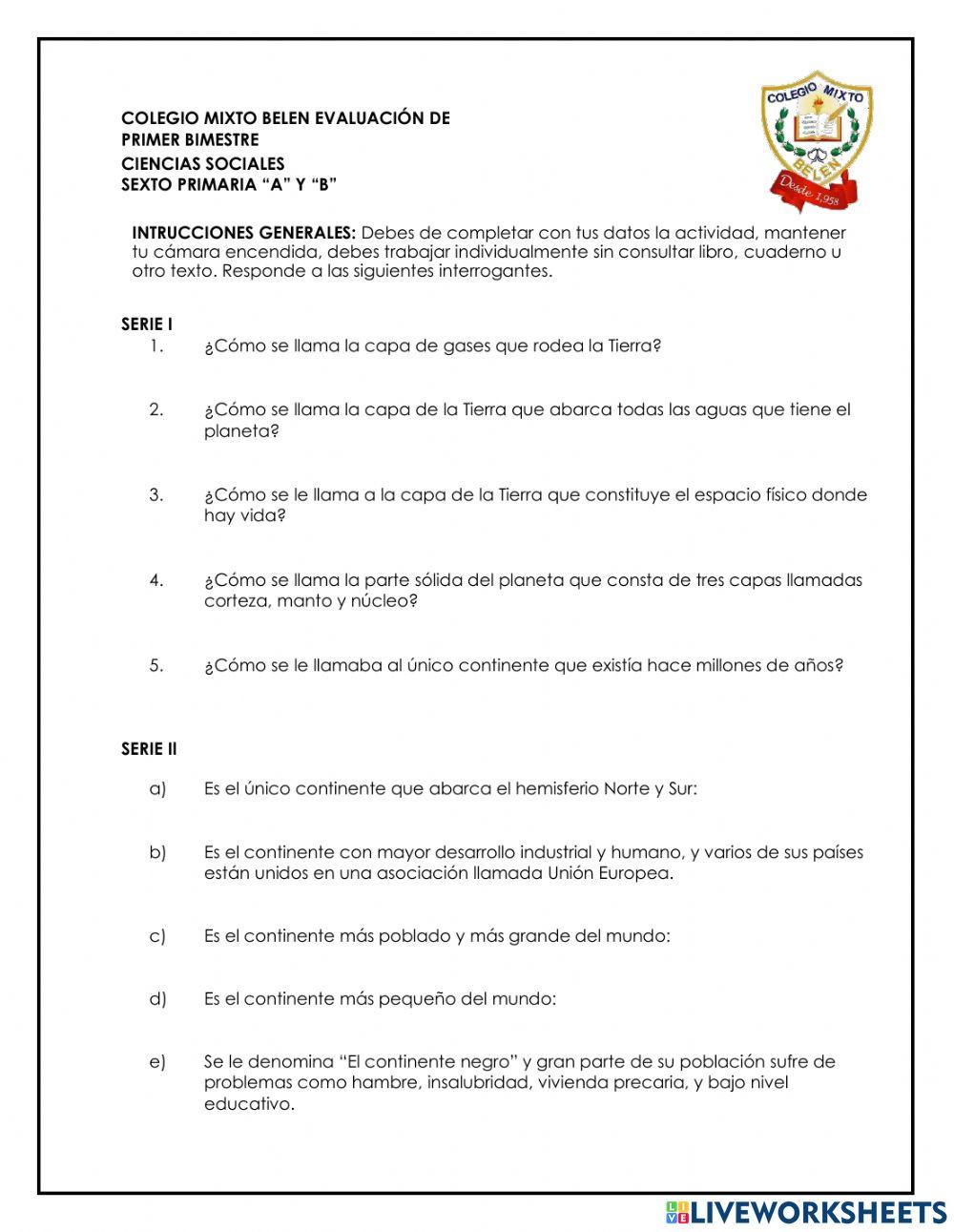 Evaluación - Ciencias Sociales - 2