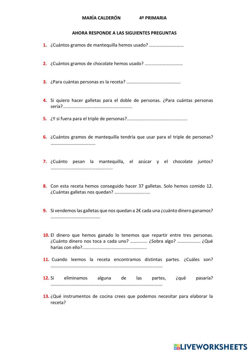 Receta: ¡Hoy preparamos galletas! 4º