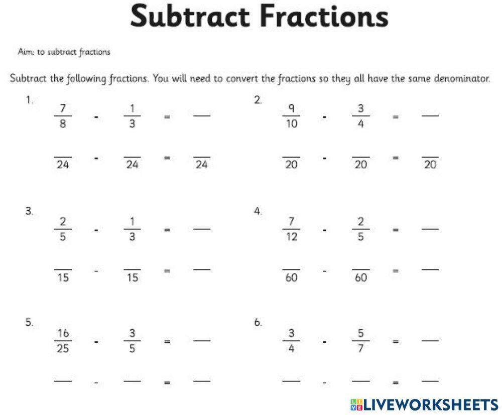 Addition and subtraction of fraction