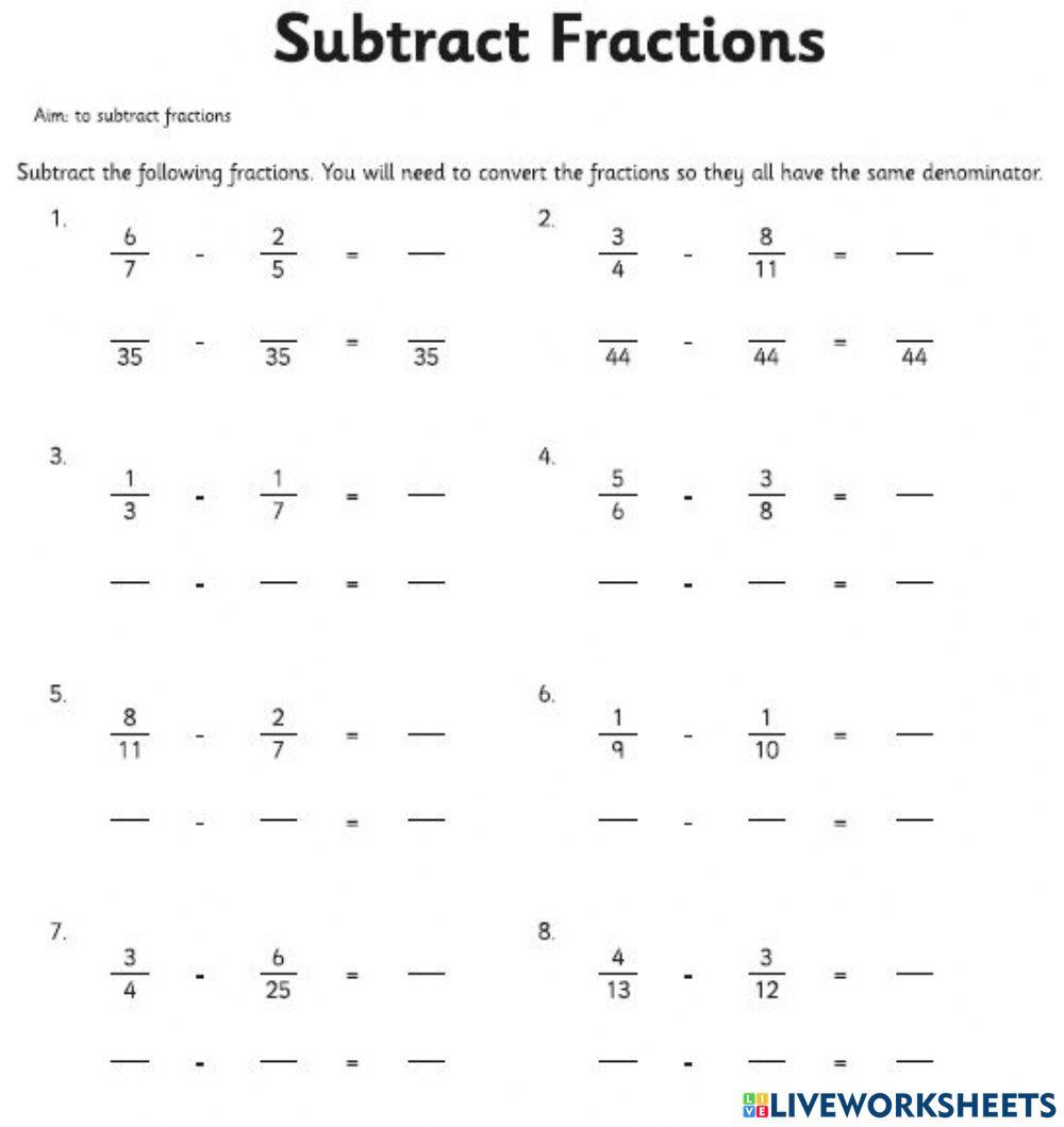 782532 | Addition and subtraction of fraction