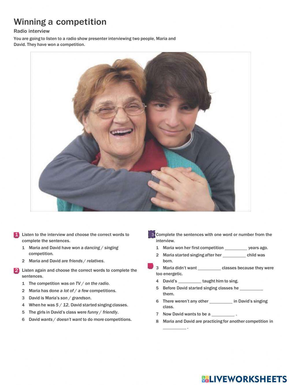 Listening B1: Winning a competition