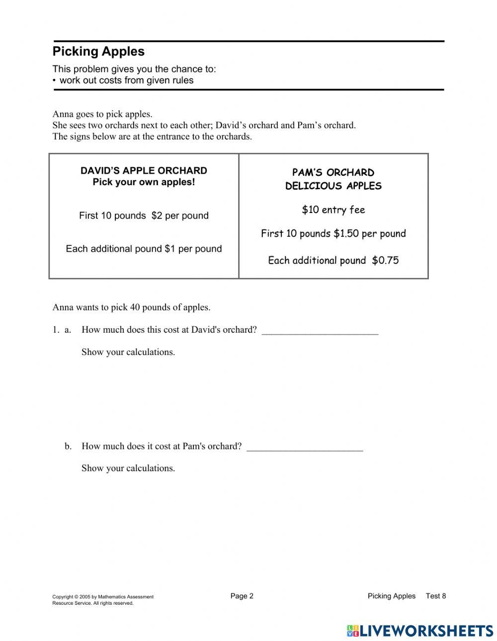 Picking Apples Mars Task